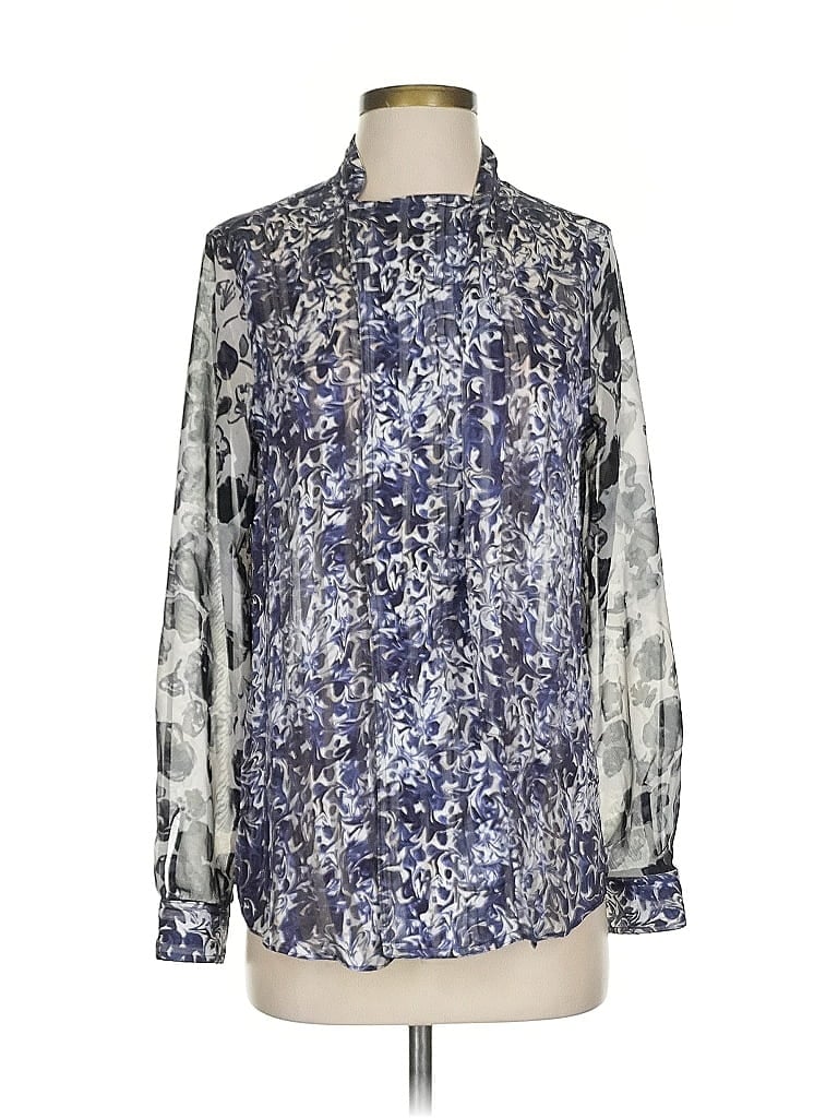 Pre-owned Simply Vera Vera Wang Long Sleeve Blouse In Silver