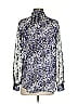 Simply Vera Vera Wang Print Silver Long Sleeve Blouse Size S - photo 2