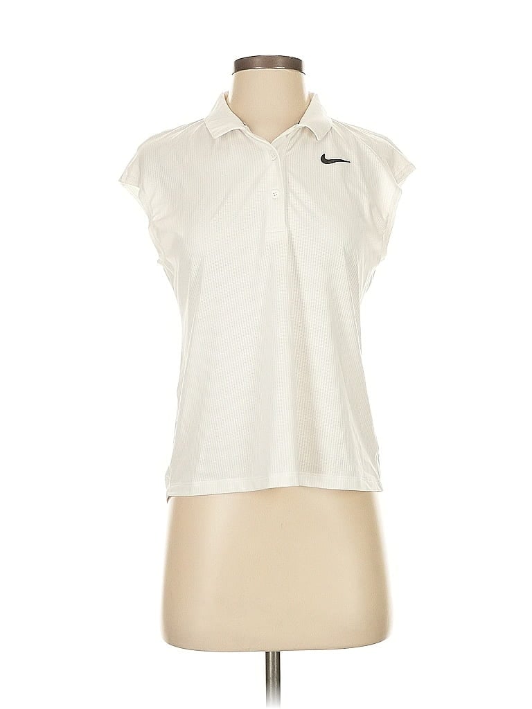 Pre-owned Nike Short Sleeve Polo Shirt In White