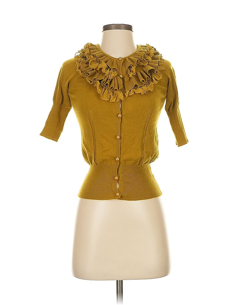 Pre-owned An Original Milly Of New York Cardigan Sweater In Yellow