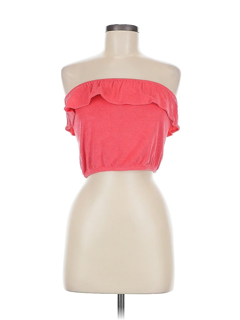 Pre-owned Terry Tube Top Red Strapless Neckline Tops