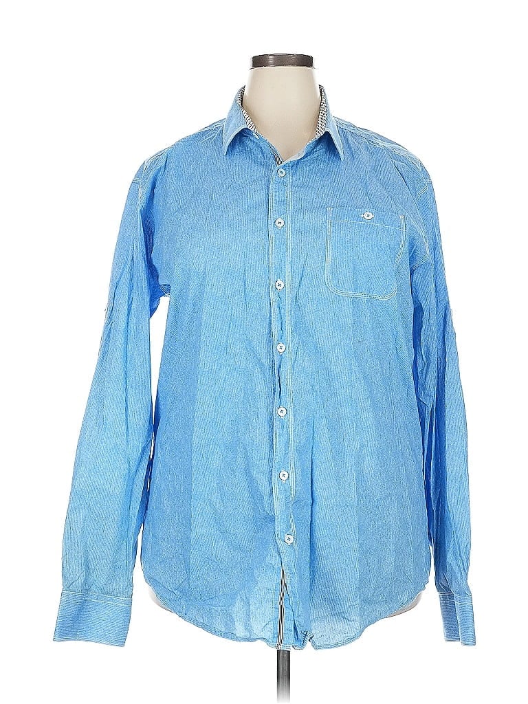 Pre-owned Bugatchi Long Sleeve Button Down Shirt In Blue