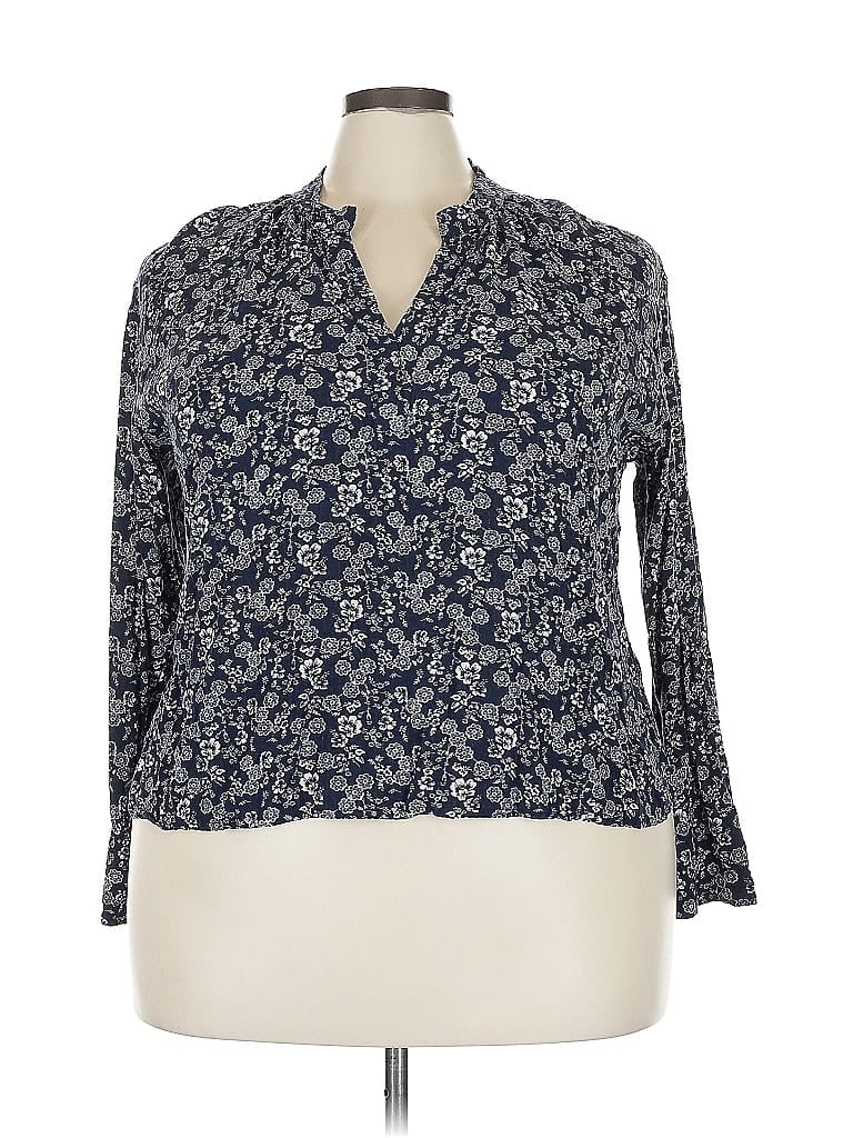 Pre-owned Melrose And Market Long Sleeve Blouse In Blue