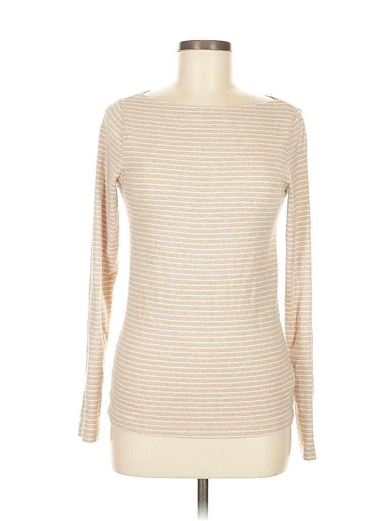 Pre-owned Gap Long Sleeve Top Tan Boatneck Tops In Brown