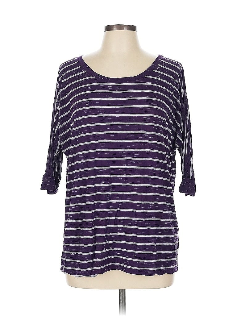 Pre-owned Three Dots 3/4 Sleeve T-shirt In Purple