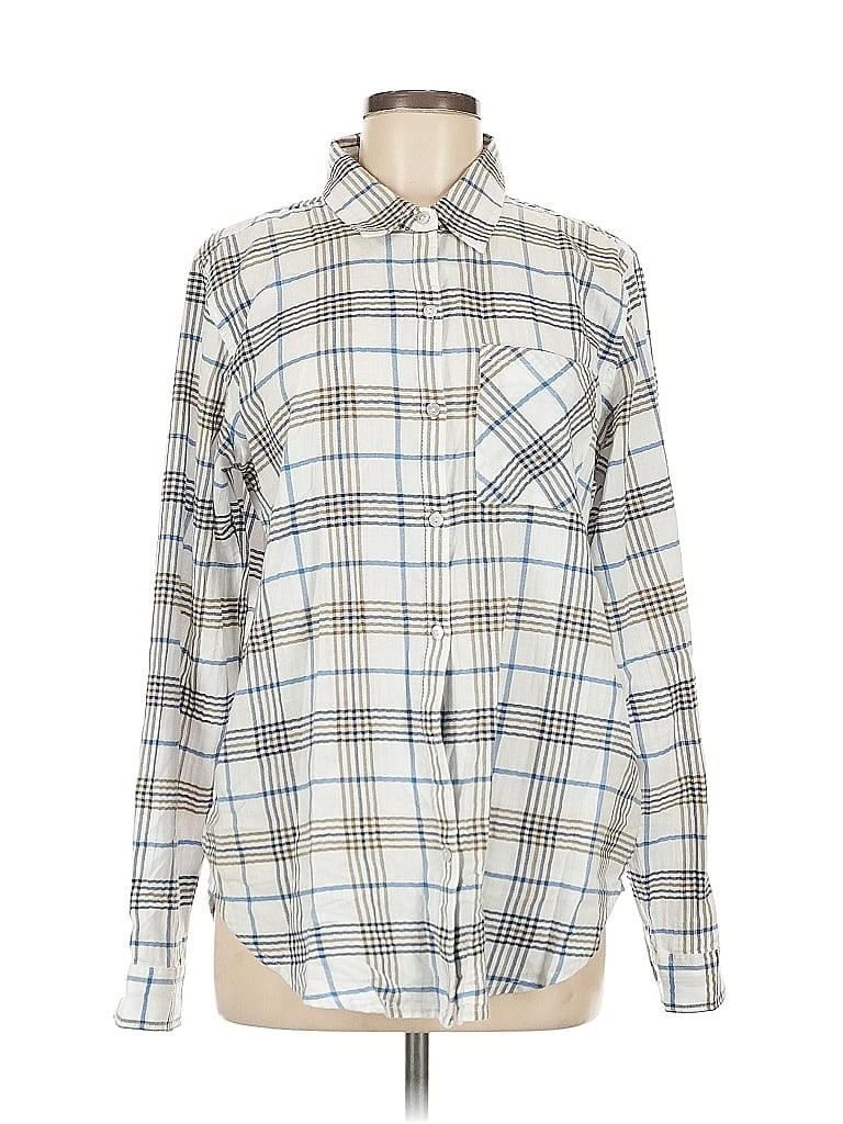 Pre-owned Lucky Brand Long Sleeve Button Down Shirt In White