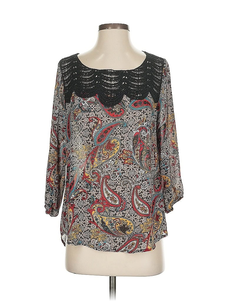 Pre-owned Fun2fun 3/4 Sleeve Blouse In Gray