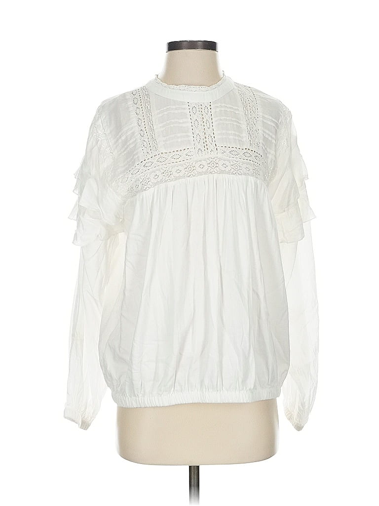 Pre-owned Assorted Brands Long Sleeve Blouse In White