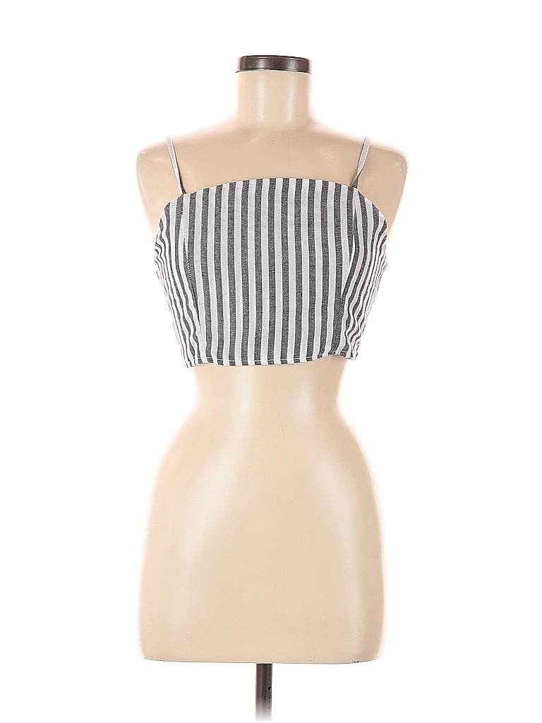 Pre-owned Zaful Sleeveless Top Gray Strapless Neckline Tops