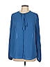 AKRIS 100% Polyester Blue Long Sleeve Blouse Size L - photo 1