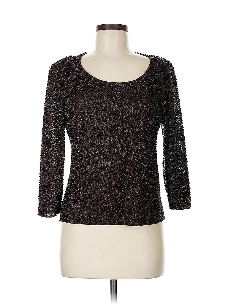 Pre-owned Worth 3/4 Sleeve Top Brown Scoop Neck Tops
