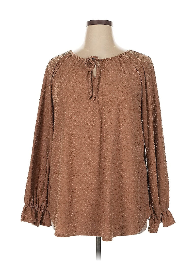Honeyme Brown Long Sleeve Blouse Size XL - photo 1