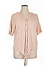 XCVI 100% Linen Pink Short Sleeve Blouse Size XL - photo 1