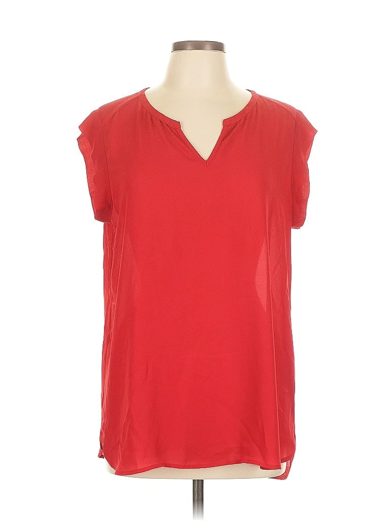 Pre-owned Pleione Short Sleeve Top Red V Neck Tops