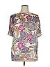Lasserre 100% Polyester Tropical Silver White Short Sleeve Blouse Size EU 48 / US 18 - photo 1