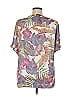 Lasserre 100% Polyester Tropical Silver White Short Sleeve Blouse Size EU 48 / US 18 - photo 2