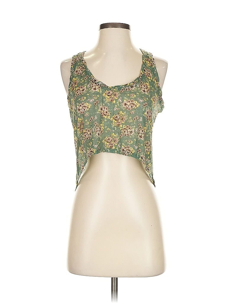 Pre-owned Free People Tank Top Green Halter Neckline Tops