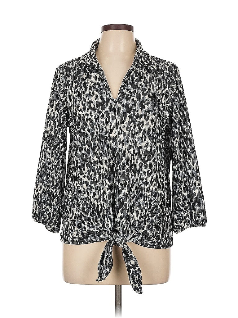 Pre-owned Kim & Cami 3/4 Sleeve Blouse In Gray