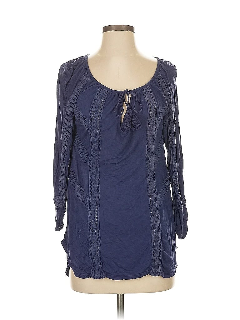 Pre-owned Lucky Brand Long Sleeve Blouse In Blue
