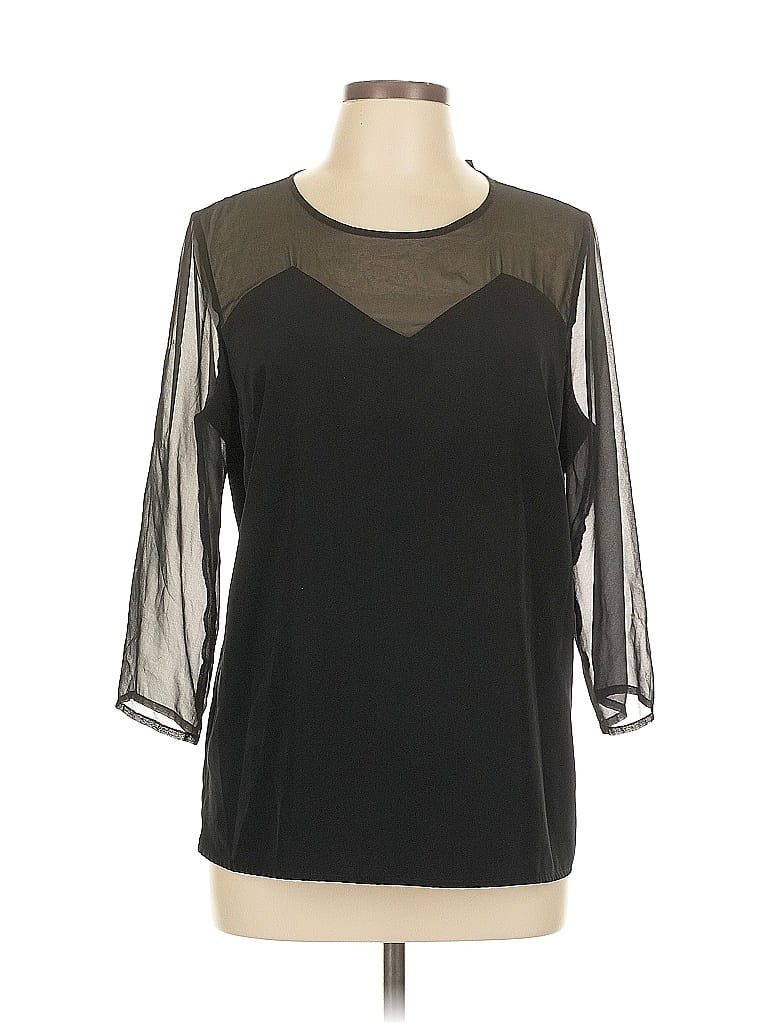 Pre-owned The Limited 3/4 Sleeve Top Black Crew Neck Tops