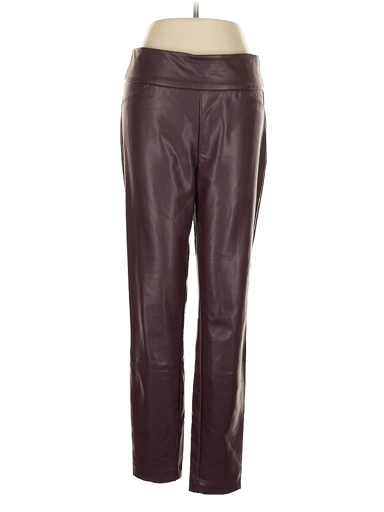 Pre-owned New York And Company Faux Leather Pants In Burgundy