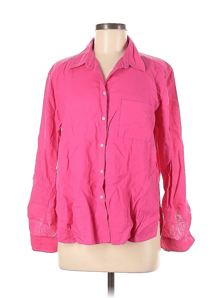 Pre-owned Ann Taylor Loft Long Sleeve Button Down Shirt In Pink