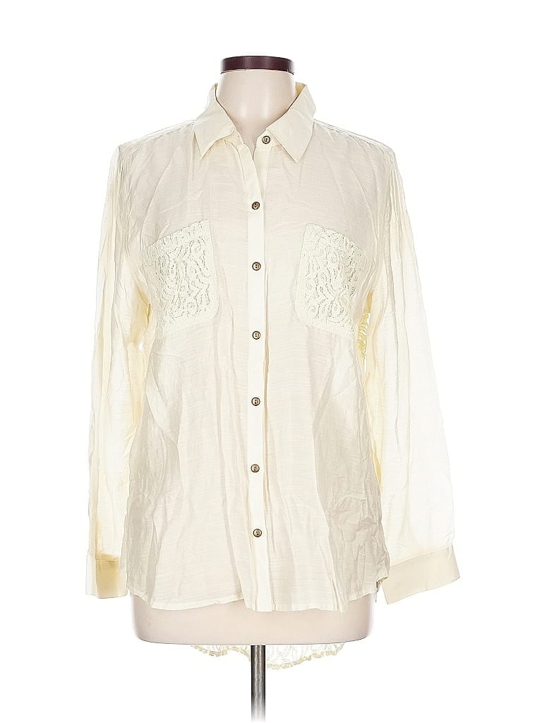Pre-owned Chico's Long Sleeve Blouse In White