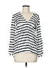 Zara Basic 100% Viscose Stripes White 3/4 Sleeve Blouse Size M - photo 1