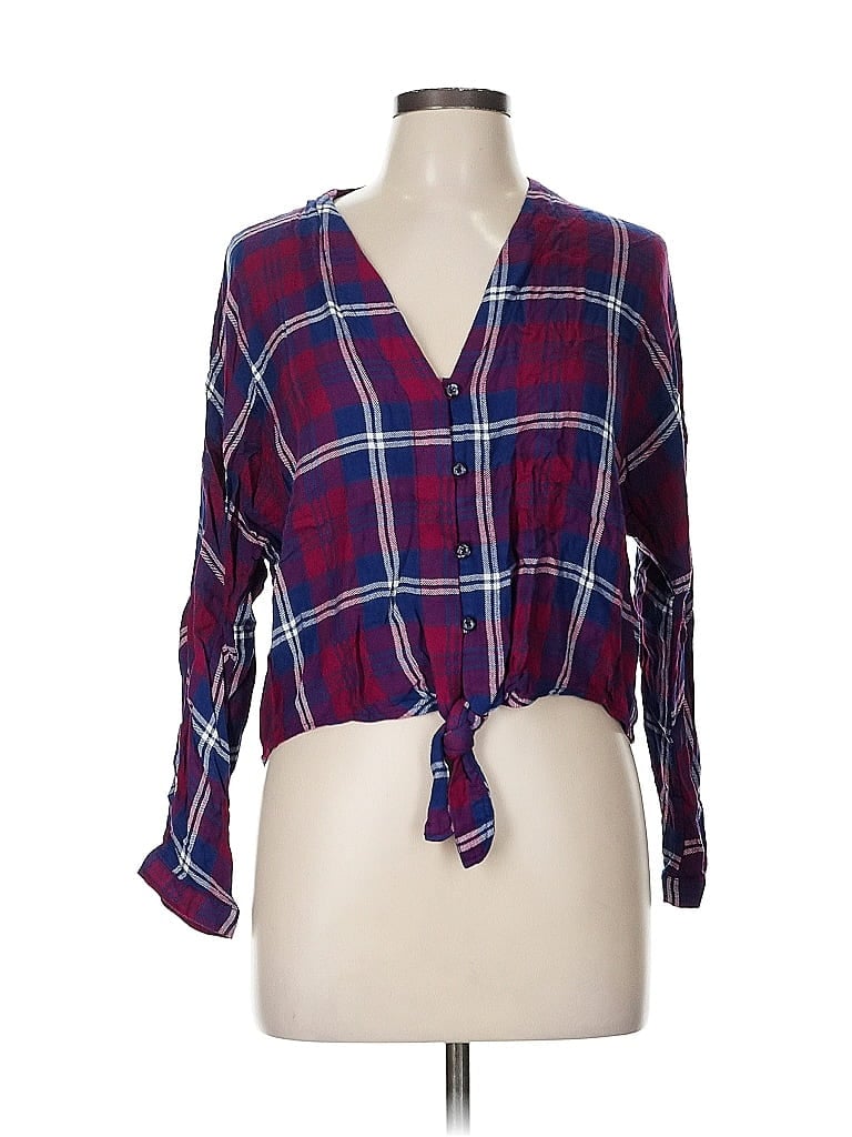 Pre-owned Rails 3/4 Sleeve Blouse In Burgundy