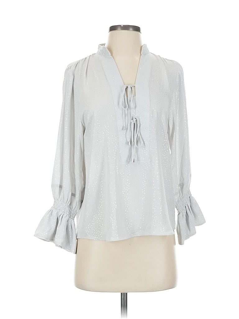 White House Black Market 3/4 Sleeve Blouse In Silver