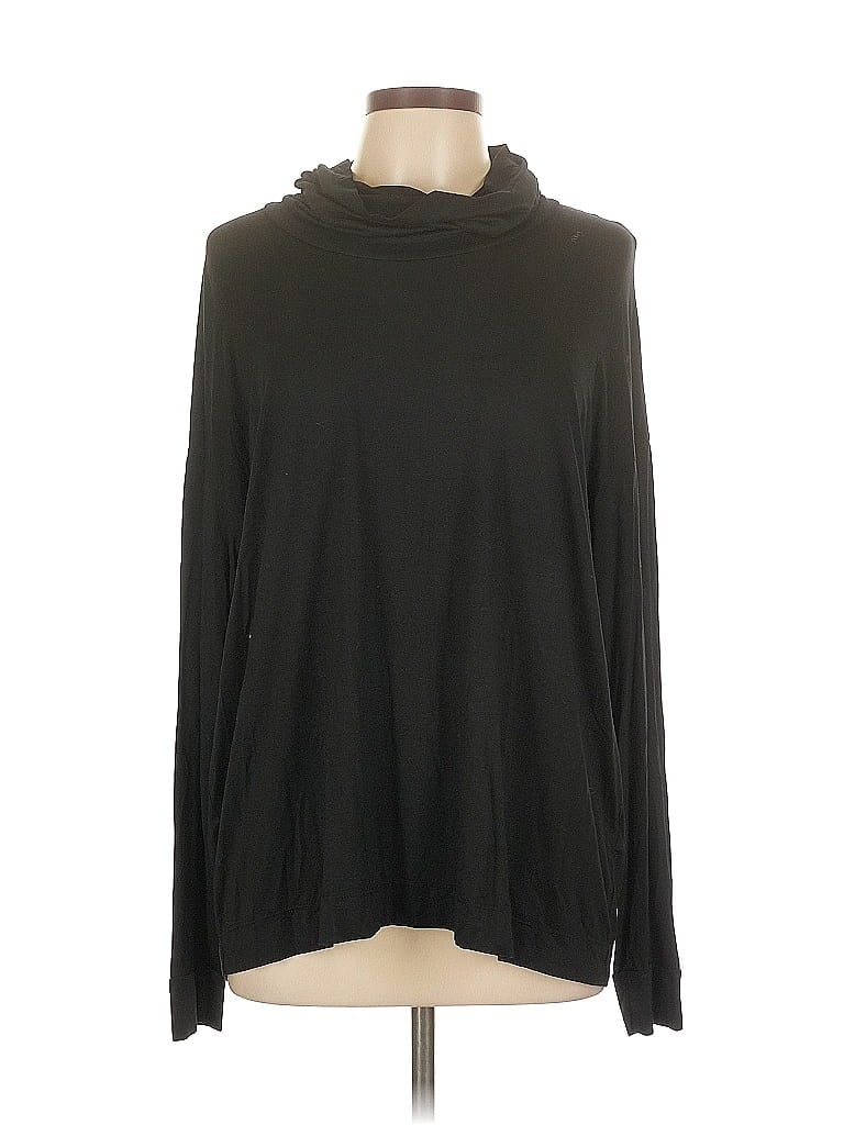 Pre-owned Three Dots Long Sleeve Top Black Cowl Neck Tops