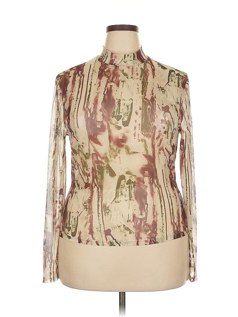 SHEIN CURVE Pre-owned Long Sleeve Blouse In Brown