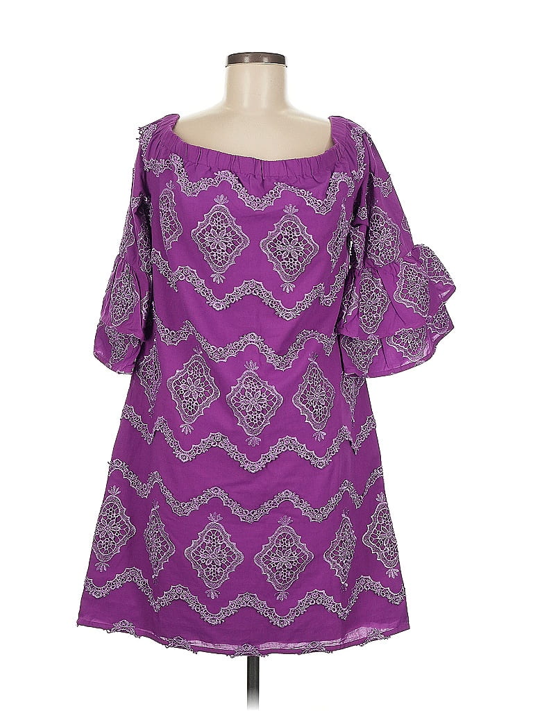 Boston proper 100 cotton chevron herringbone purple casual dress size
