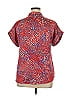 Joy Joy 100% Polyester Animal Print Red Short Sleeve Blouse Size XL - photo 2