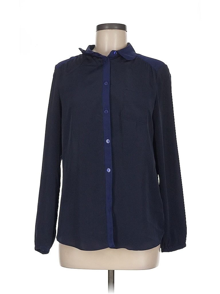 Pre-owned American Eagle Outfitters Long Sleeve Blouse In Blue