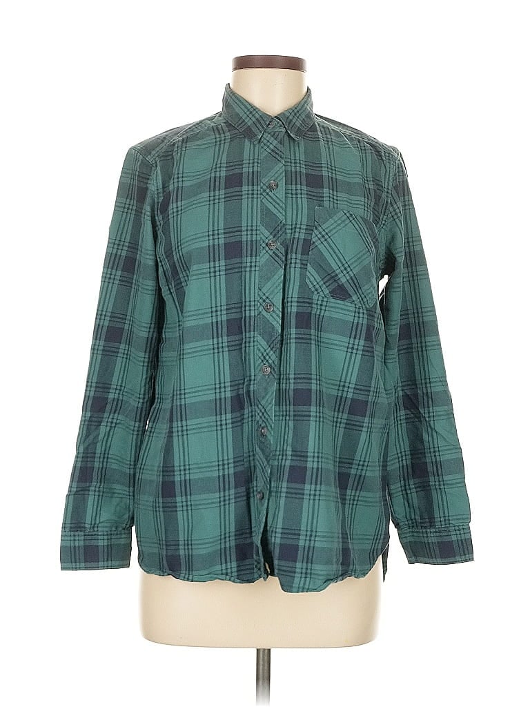 Pre-owned Eddie Bauer Long Sleeve Button Down Shirt In Green