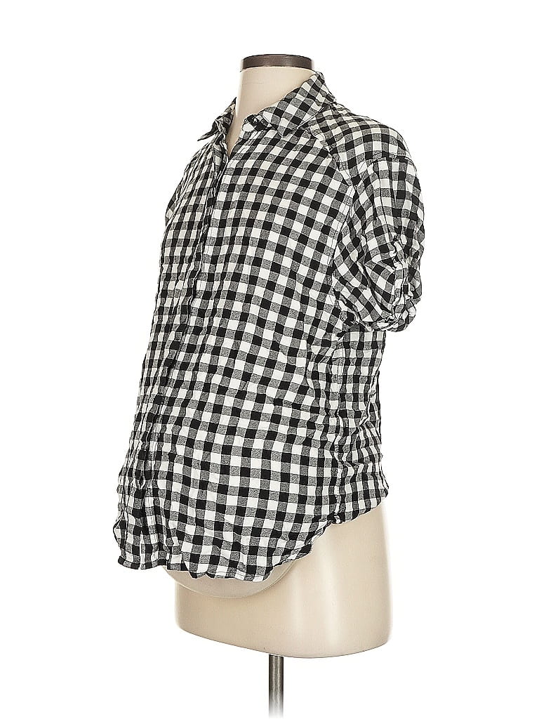 Pre-owned A Pea In The Pod 3/4 Sleeve Button Down Shirt In Black