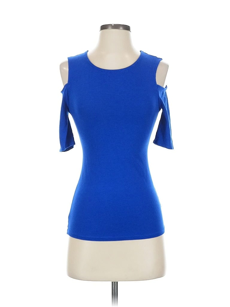 Pre-owned Express Short Sleeve Top Blue Cold Shoulder Neckline Tops