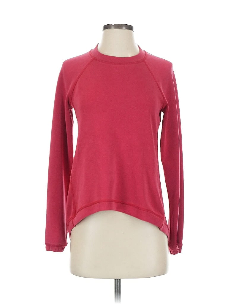 Pre-owned Nux Long Sleeve Top Burgundy Crew Neck Tops