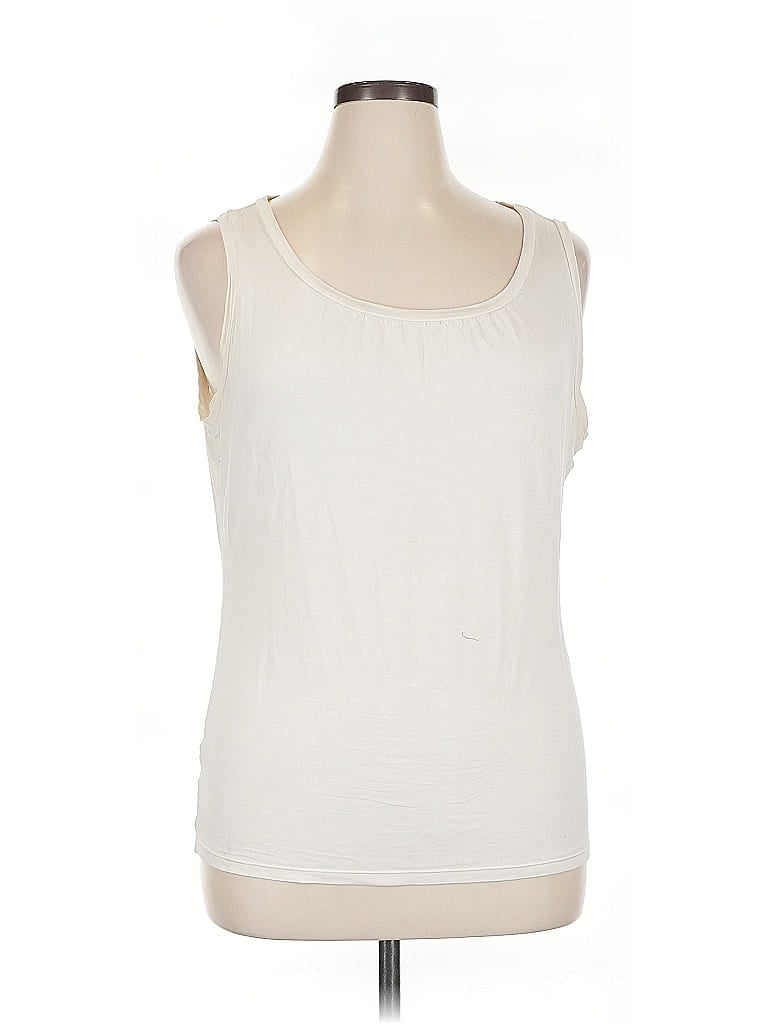 Pre-owned Ann Taylor Sleeveless Top Ivory Scoop Neck Tops In White