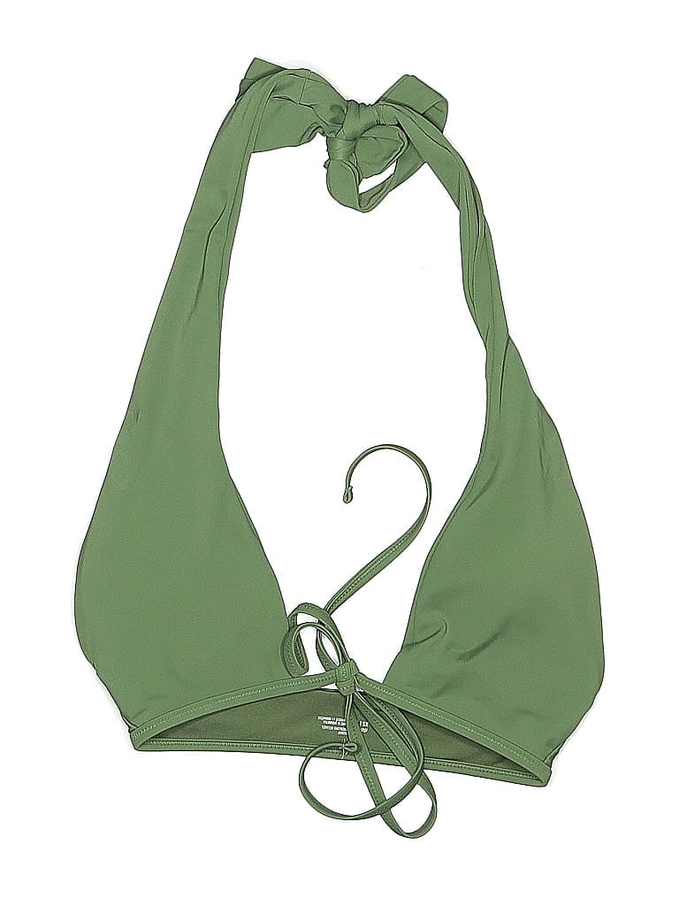 Pre-owned Aerie Swimsuit Top Green Solid Pattern Swimwear