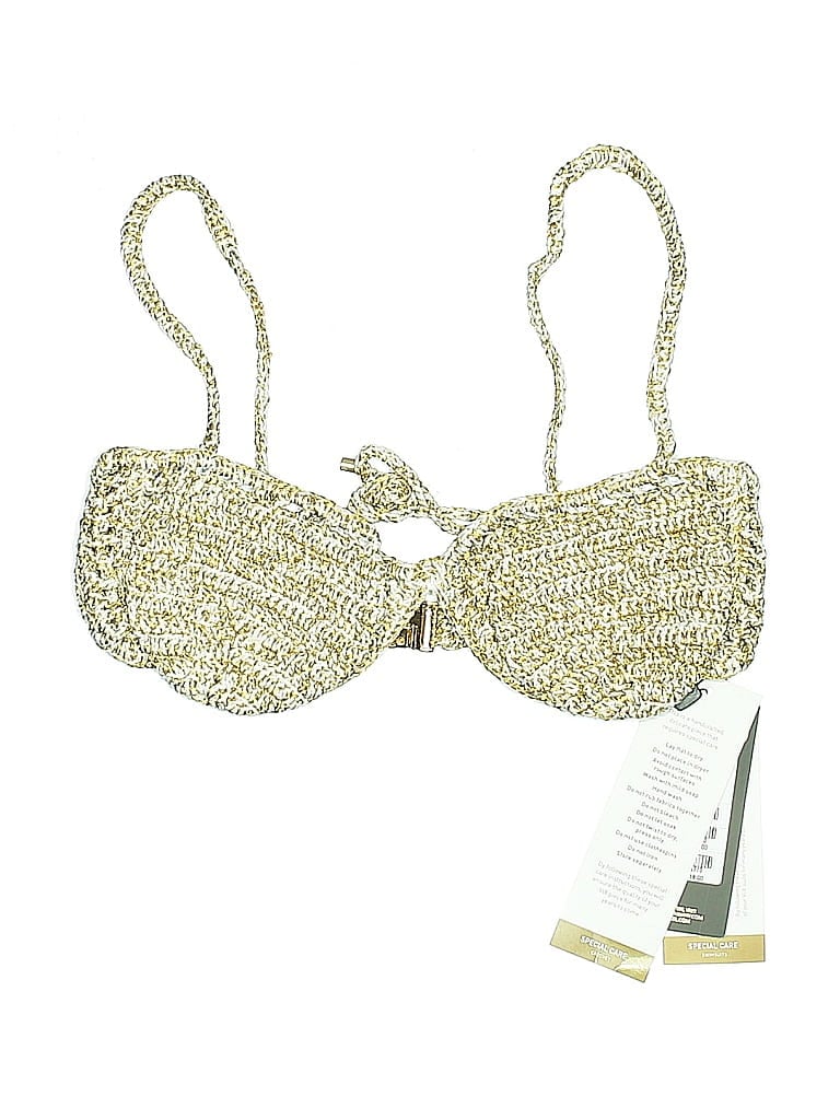 Vix By Paula Hermanny Swimsuit Top Gold Tweed Pattern Swimwear