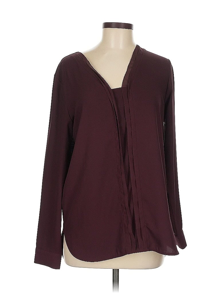 Pre-owned Ann Taylor Long Sleeve Blouse In Burgundy