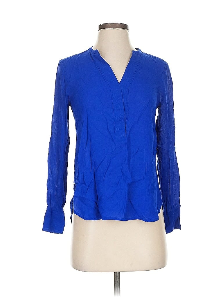Pre-owned Vince Long Sleeve Blouse In Blue