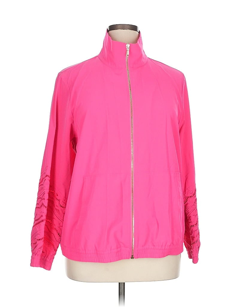 Click to view more detailed imagery on our partner's website Pre-owned Zenergy By Chico's Track Jacket In Pink