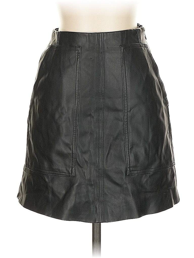 Pre-owned H&m Faux Leather Skirt In Black
