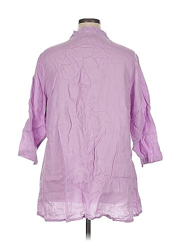 Flax 3/4 Sleeve Button-Down Shirt (view 2)