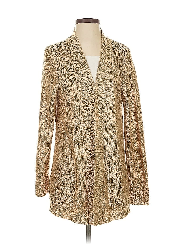 Pre-owned White Stag Cardigan Sweater In Gold