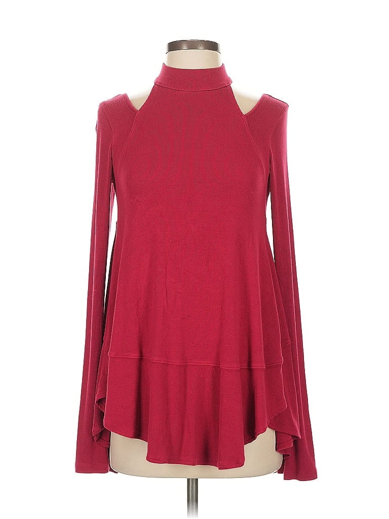 Pre-owned We The Free Long Sleeve Top Pink Cold Shoulder Neckline Tops