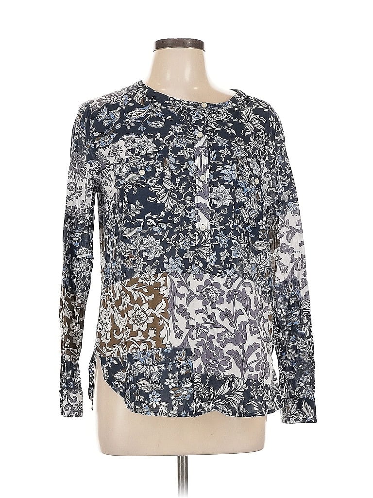 Pre-owned Ann Taylor Loft Outlet Long Sleeve Blouse In Blue